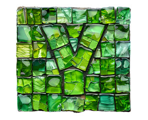 English Alphabet Y made of lime colored squares on white background High quality image