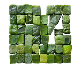 English Alphabet Y made of lime colored squares on white background High quality image