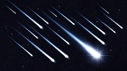Stunning meteor shower in the night sky