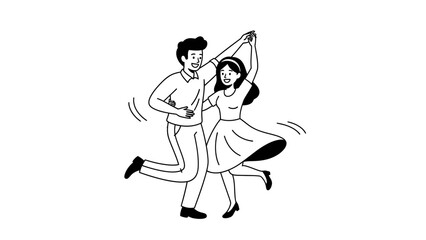 Fototapeta premium Happy young couple dancing together vector illustration.