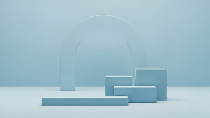 Minimalist blue geometric display