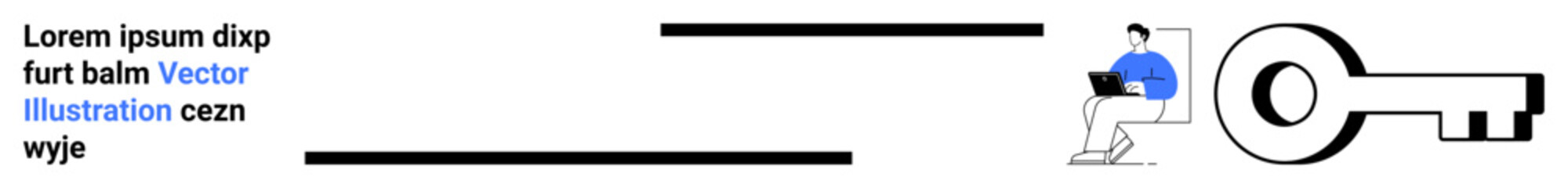 Obraz premium Online security, access control, cybersecurity, password protection, technology, digital identity. Person working on laptop next to a key icon. Online security and access control concepts