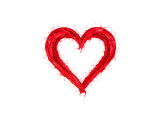 Vibrant red liquid heart shape splashing with dynamic droplets in a beautiful, romantic, and passionate display of fluid motion symbolizing love and affection for Valentine's Day