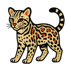 Obraz premium PNG Vintage-style illustration of leopard.