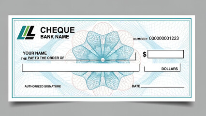 Blank cheque from bank name