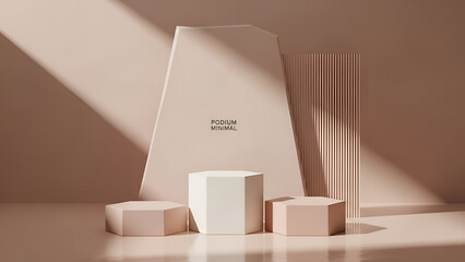 Minimalist design display with geometric shapes