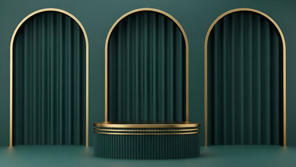 Modern arched curtains with central table