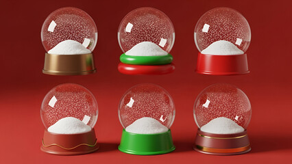 Collection of colorful snow globes