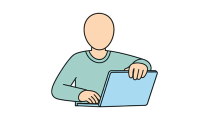 Minimalist Faceless Person Working on Laptop Computer