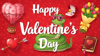 Snake celebrates valentine's day