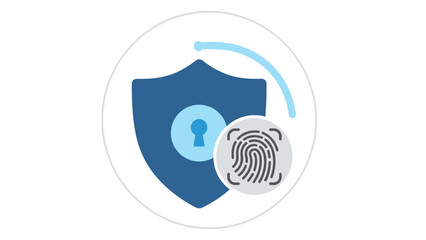 Biometric Security Shield with Fingerprint Authentication Icon