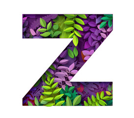 English Alphabet Z made of purple and green colored squares on white background High quality image
