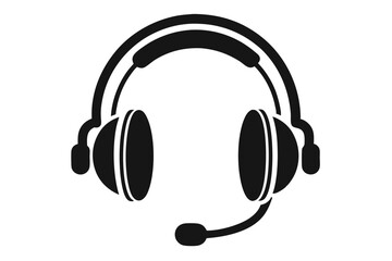 conference call headset line art silhouette vector illustration