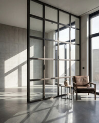 Fototapeta premium modern interior with glass partitions and chair