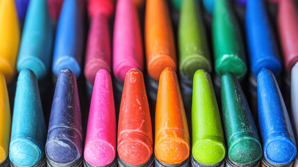 Colorful Wax Crayons for Creative Art Projects and Back to School Concept
