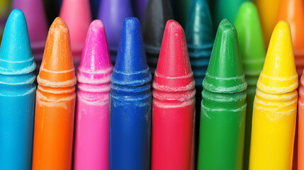Colorful Wax Crayons for Creative Art Projects and Back to School Concept