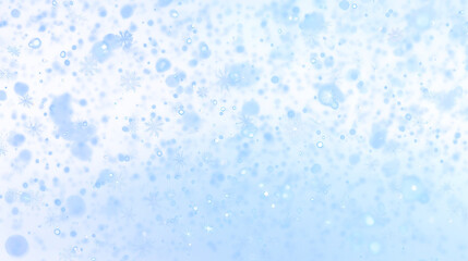 Winter Background with Falling Snowflakes and Blue Bokeh