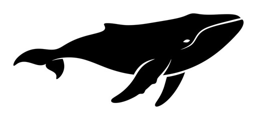 Obraz premium Blue Whale Silhouette - Minimalist Vector Illustration