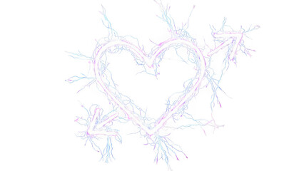 Colorful heart-shaped fireworks display isolated on transparent background