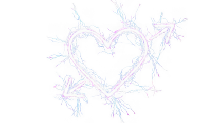 Colorful heart-shaped fireworks display isolated on transparent background