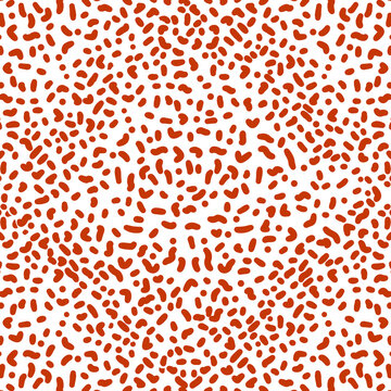 Seamless illustration of a red and white geometric wallpaper design featuring a vintage heart pattern and polka dot texture for textile fabric and romantic decor