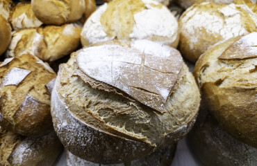 Artisan bread in a bakery