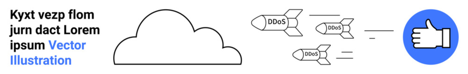 Obraz premium Cloud computing, digital innovation, speed management, approval systems, technology progress, futuristic . A cloud, rockets and thumbs-up icon . Cloud computing and digital innovation concept