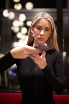 young woman in a restaurant