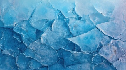Close up abstract texture of cracked blue ice