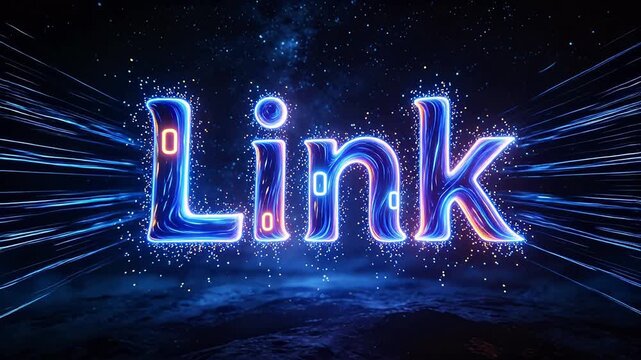 Glowing text link in space