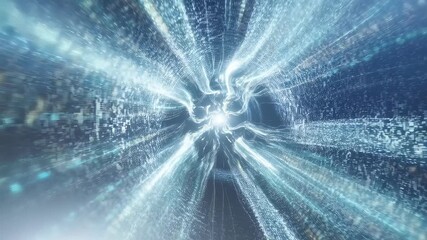 Futuristic digital tunnel with glowing light beams and data streams. Represents the concept of advanced technology and virtual reality exploration - Powered by Adobe