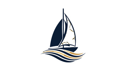 Sailboat on calm waters with a simple and modern design, perfect for nautical themes and logos. © nevermind