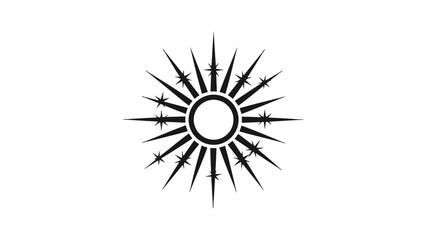 Obraz premium Black sunburst design with sharp rays on white background.