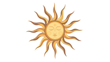 Naklejka premium Illustration of a smiling sun with rays on a white background.