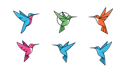 Colorful Geometric Hummingbird Flat Design Vector Illustration