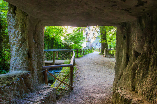 Beautiful hiking trail in the Verena Gorge, to the north of the city of Solothurn, Switzerland