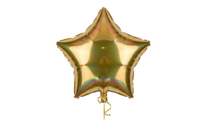 Golden star balloon isolated PNG on transparent background, festive party decoration for birthdays...