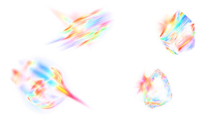 Four Abstract Rainbow Light Energy Burst Shapes