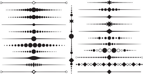 Fototapeta premium Decorative divider collection set. Abstract minimal geometric dotted border text separator vector line elements.eps