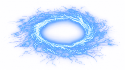 Oval Electric Energy Portal with Blue Lightning