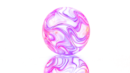 Abstract Marble Glass Orb with Pink and Purple Veins