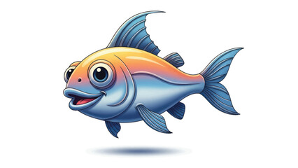 Colorful Cartoon Fish Illustration with Bright Orange and Blue Highlights.