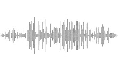 Black halftone sound wave vector isolated on transparent background. Abstract music waveform with grain dot effect, audio frequency, equalizer pattern for podcast, music, social media, PNG