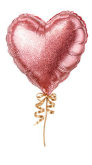 Isolate transparent with Pink Heart balloon romantic decoration for Valentine design, pink heart balloon minimal object for love themed graphics with PNG die-cut for advertising 