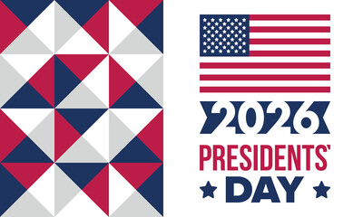 Obraz premium Happy Presidents day in United States. Washington's Birthday. Federal holiday in America. Celebrated in February. Patriotic american elements. Poster, banner and background. Vector illustration