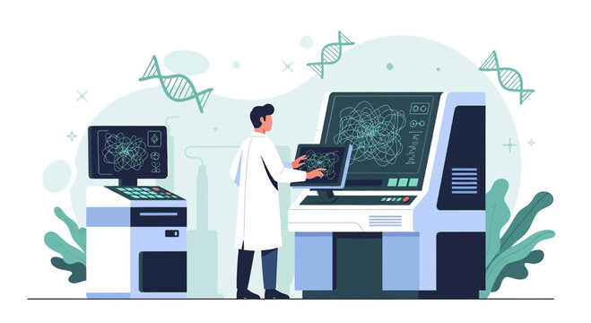 Scientist performing dna analysis with innovative technology in advanced laboratory