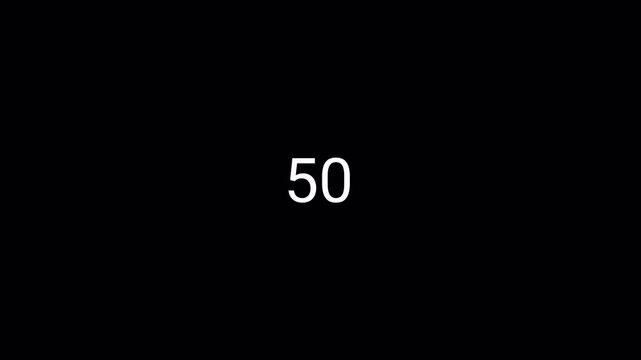 Number counter animation from zero to fifty numbers in 4k on a transparent background, 0 to 50 animated number counter with alpha channel best for like, views and amount concepts.