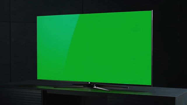 B;ank green screen LCD Television monitor switching on Electronic TV Display Video Entertainment Technology Template
