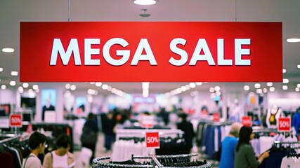Mega Sale Sign in a Retail Store for the concept of marketing and shopping.