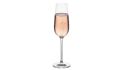 Elegant pink champagne in a flute glass isolated PNG, celebratory drink for special occasions and festive events on transparent background